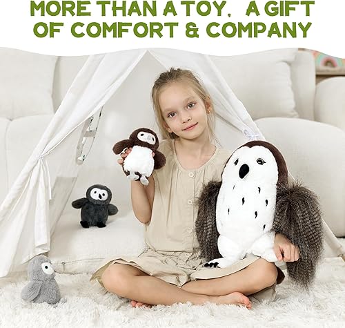 Vista 21 de Juego de 7 juguetes de peluche de dragón verde gigante de 21.7 pulgadas, animal de peluche con 4 bebés y 2 huevos, dinosaurios de peluche para niños