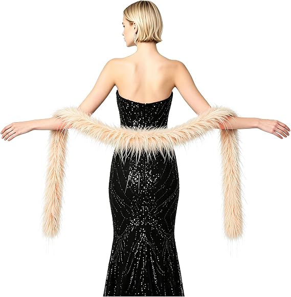 Women's Artificial Ostrich Feather Boa Featherless Fuzzy Boas for Wedding Christmas Tea Party Costume Decor