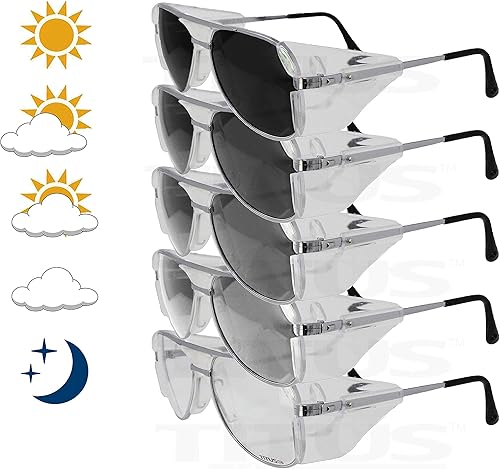 Miniatura 6 de TITUS G77 - Gafas de seguridad con montura de metal premium Aviator Z87+, Z87.1, protección lateral, para disparos de motocicleta, DOT ANSI CE