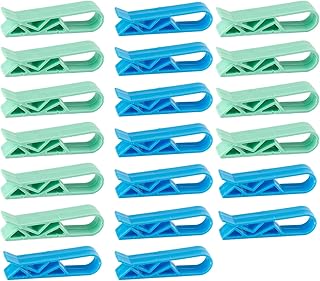 20Pcs Plastic Kitchen Garbage Bin Clip Set, Anti-Slip Fixation Clamp for Trash Cans and Garbage Bags (Blue and Green)