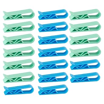 20Pcs Plastic Kitchen Garbage Bin Clip Set, Anti-Slip Fixation Clamp for Trash Cans and Garbage Bags Blue and Green