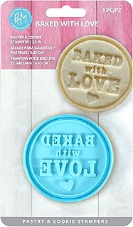 R&M International 0412 Baked with Love Pastry and Cookie Stamper, Blue, 2.5"