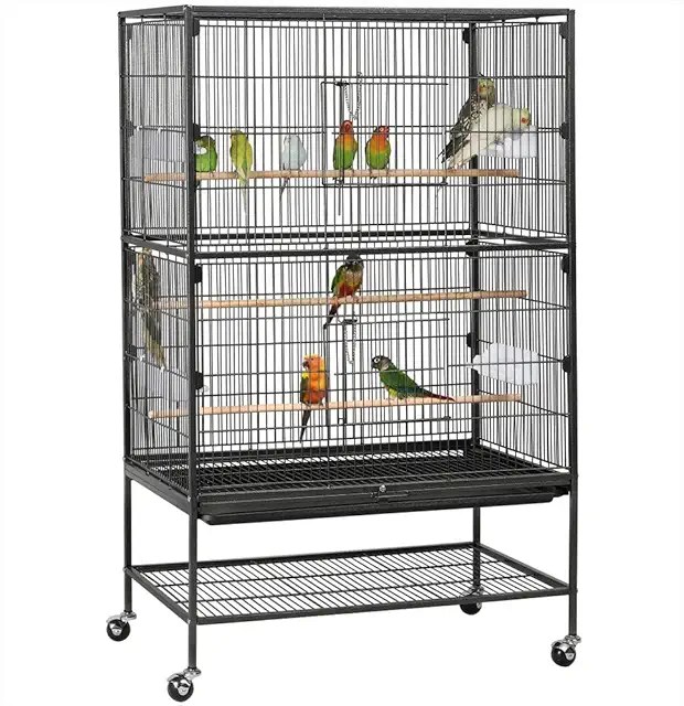 Yaheetech Large Cockatoo Cage for Cockatiels & Lovebirds with Wheels, Black