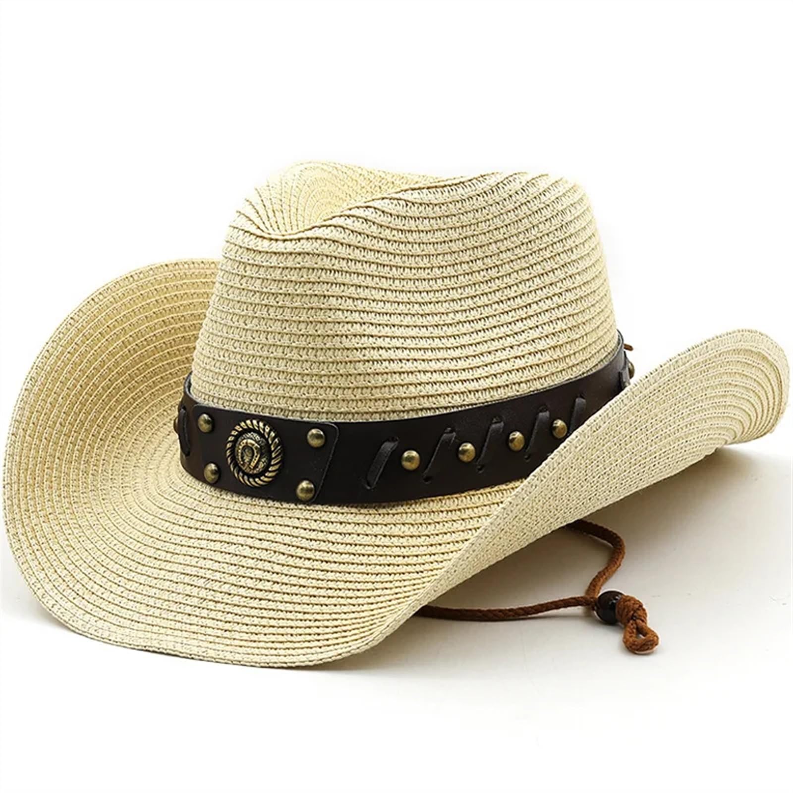 Paper Straw Western Cowboy Hat For Women Men Wide Brim Summer Panama Sun Hat Sombrero Hombre Lifeguard Hats(7)
