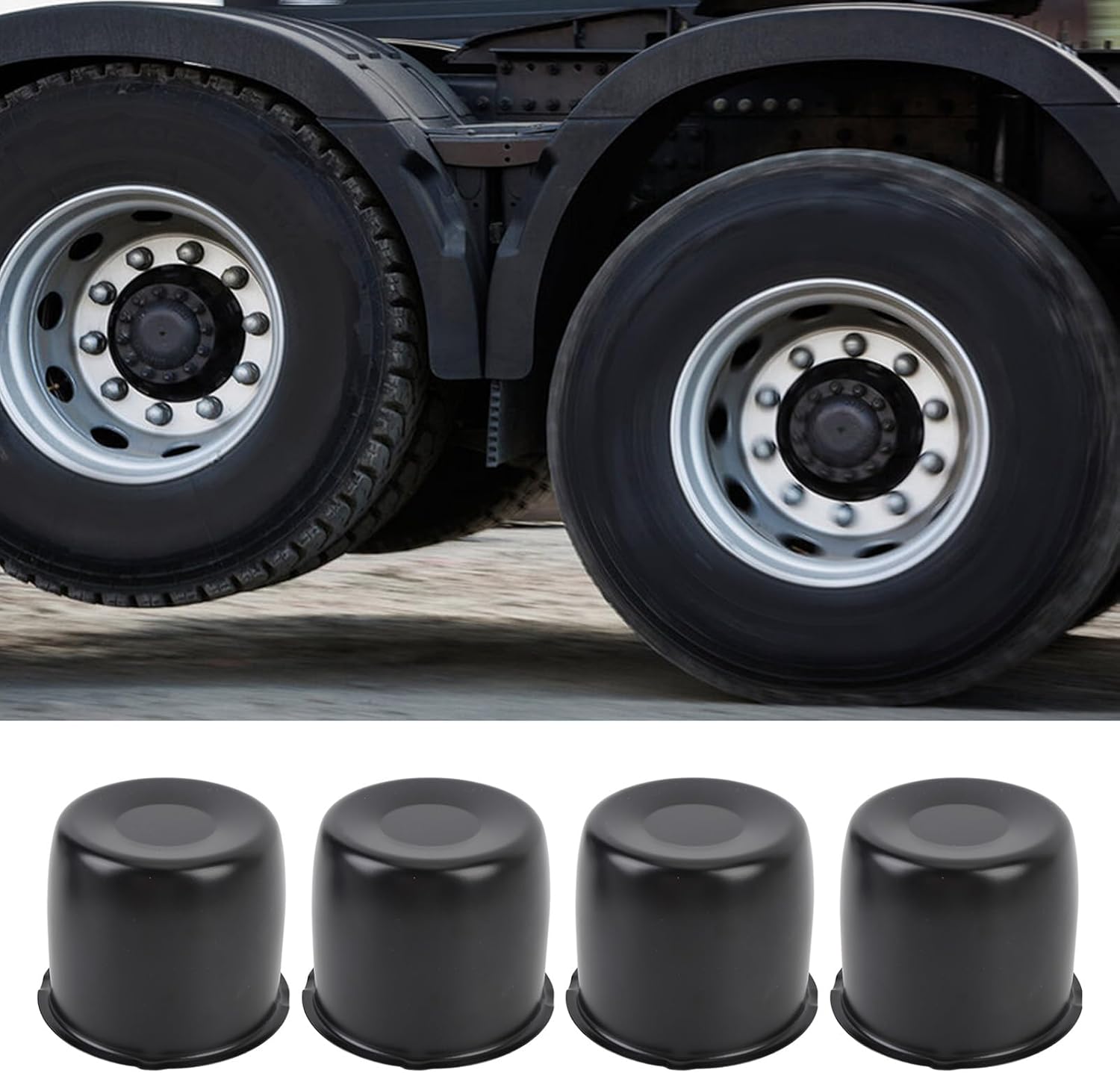 4Pcs Wheel Center Caps 4.25 Inch Carbon Steel Push Through Hub Covers for 4.25in Center Bore Truck Trailer RV SUV Wheels Rims