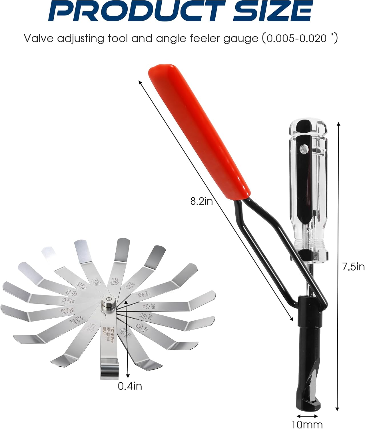 Valve Adjustment Tool,Car Accessories Universal Valve Lash Adjustment Tool with Angled Feeler Gauge,Automotive Engine Valves Train Tools,Suitable for Daily Automotive Maintenance Projects