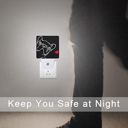 Miniatura 7 de Bulldog francés perro rojo corazón luz nocturna enchufable LED luces nocturnas sensor automático lámpara de noche lámpara de atardecer a amanecer
