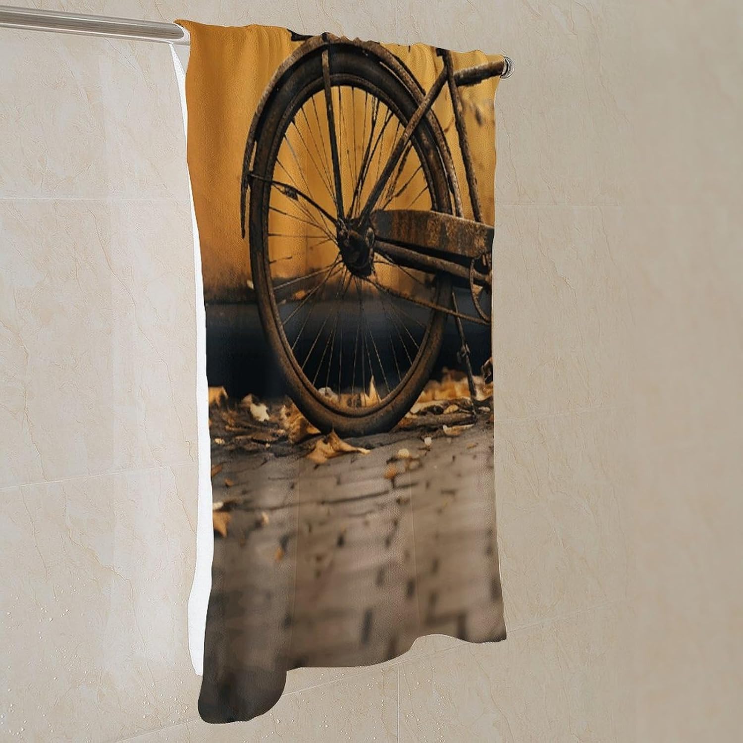Old Rusty Vintage Bicycle Towel Vacation Accessories Essentials Soft Lighterweight，Bath Towel for Adults Women Men，Bath Towels Gift for All Occasions, Machine Washable.