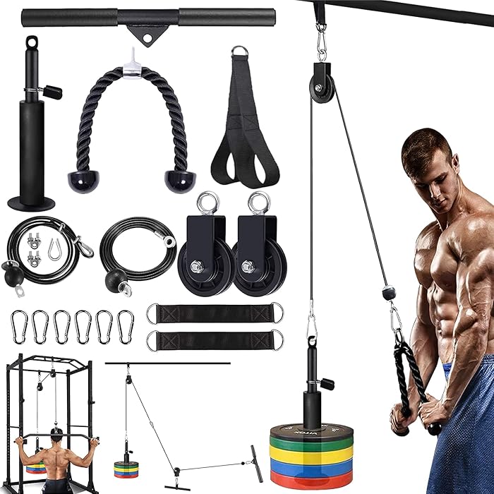 Tricep Rope Cable Attachment Fitness Pulley Cable System DIY Loading Pin Lifting Tricep Rope Machine Workout Arm Adjustable Length Home Gym Sport Accessories - Fitness And DIY Price Shoulder Pulley
