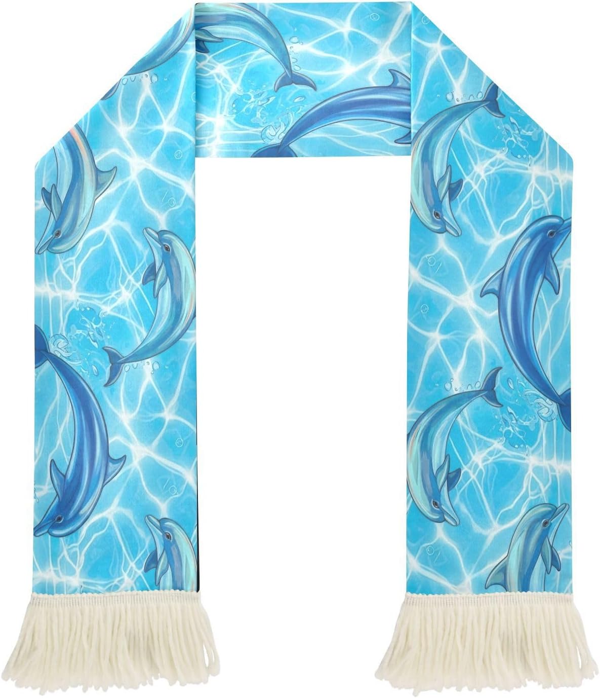 CHIFIGNO Dolphins Blue Sports Fan Scarf Towel, Soft Quick Dry Polyester Cheering Scarf for Soccer Game Events