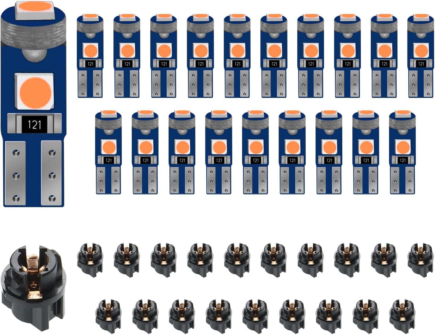 74 T5 LED Bulb Dash Cluster Lights, 20PCS T5 37 74 Instrument Cluster Bulbs LED Dashboard Light Bulbs with PC74 PC37 Wedge Twist Lock Socket Kit for Panel Gauge Shift Indicator Lamp(Ice Blue)