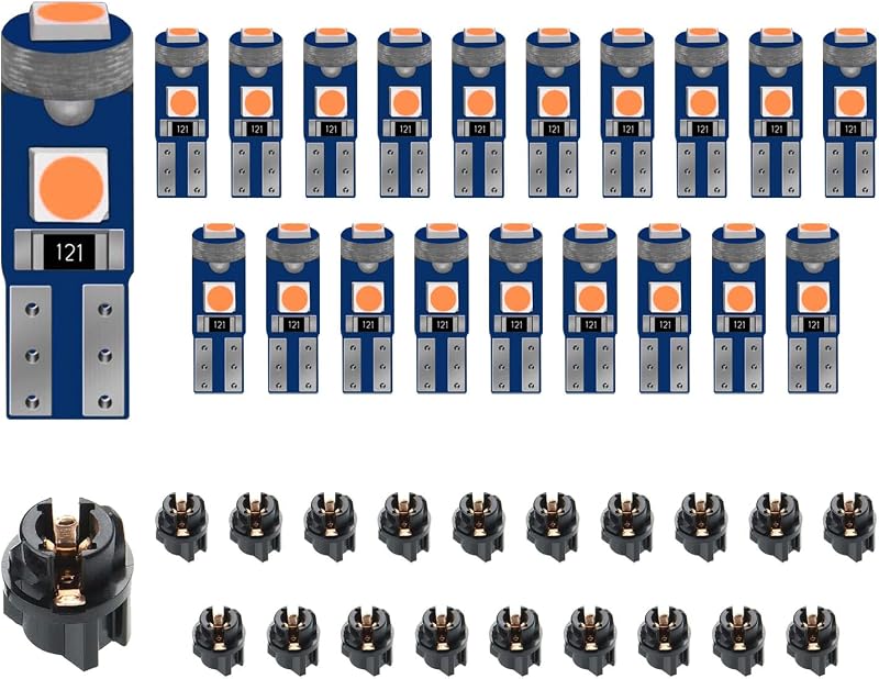 Lâmpadas LED T5 74 para painel e cluster Eponcia com soquete PC74 PC37 rosa – 20 unidades