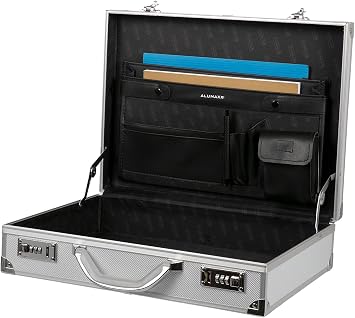Alumaxx Attachékoffer OCTAN, Aktenkoffer aus Aluminium, Geschäftskoffer silber, Alu Business Koffer Pilot Case, 46 cm, 15 liters, Silver (Silber)