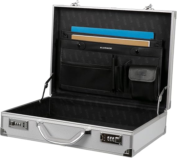 Alumaxx Attachékoffer OCTAN, Aktenkoffer aus Aluminium, Geschäftskoffer silber, Alu Business Koffer Pilot Case, 46 cm, 15 liters, Silver (Silber)