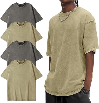 Eisctnd Mens Oversized T-Shirts Heavyweight Cotton Vintage Unisex Baggy Tee