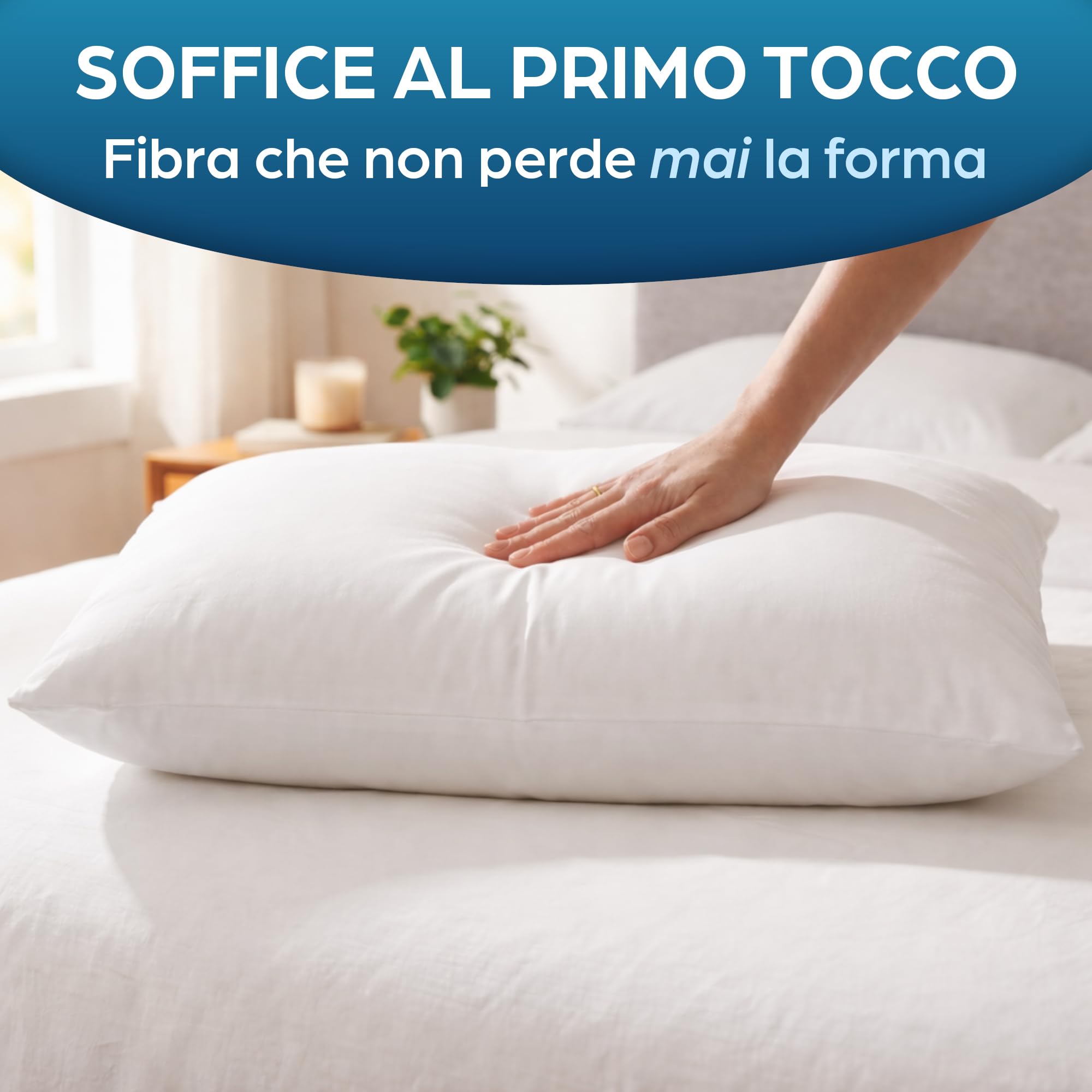 Flowen Cuscini Letto Coppia di Guanciali 50x80 per Dormire Imbottitura Standard Antiacaro Anallergico Traspirante Rettangolare per Matrimoniale Singolo con Federa in Poliestere Lavabile