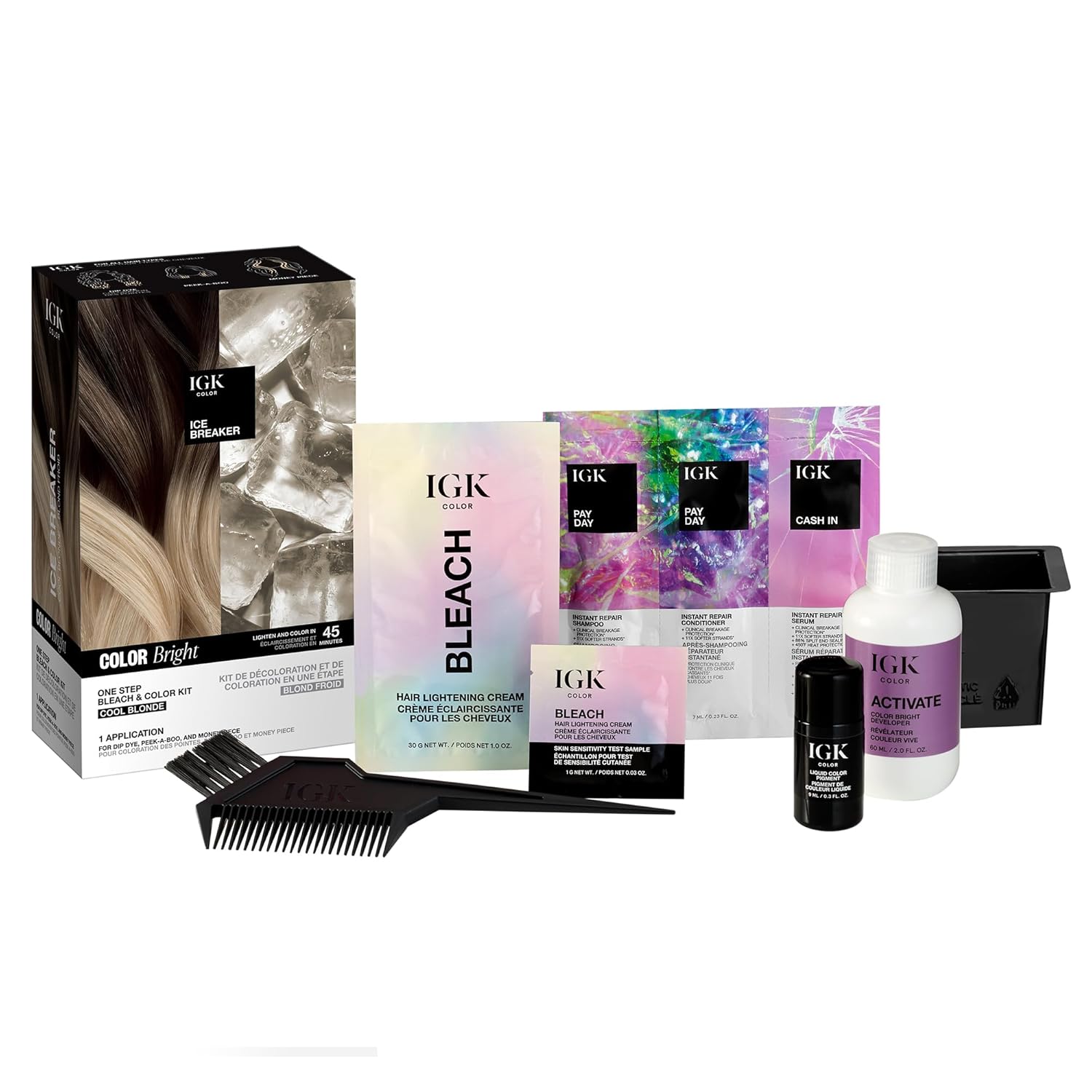 IGK Color Bright One Step Bleach & Color Kit | One-Step Color Processing + Replenishes + Hydrates | Vegan + Cruelty Free + Ammonia Free - Image 4