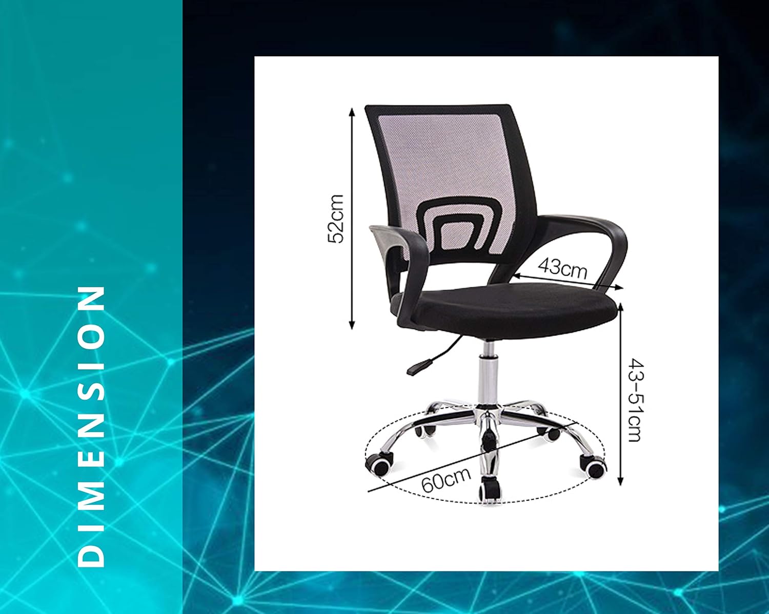 Halter Home and Office Computer Chair with Ergonomic Mesh Back, Lumbar Support and Swivel and Armrest Black
