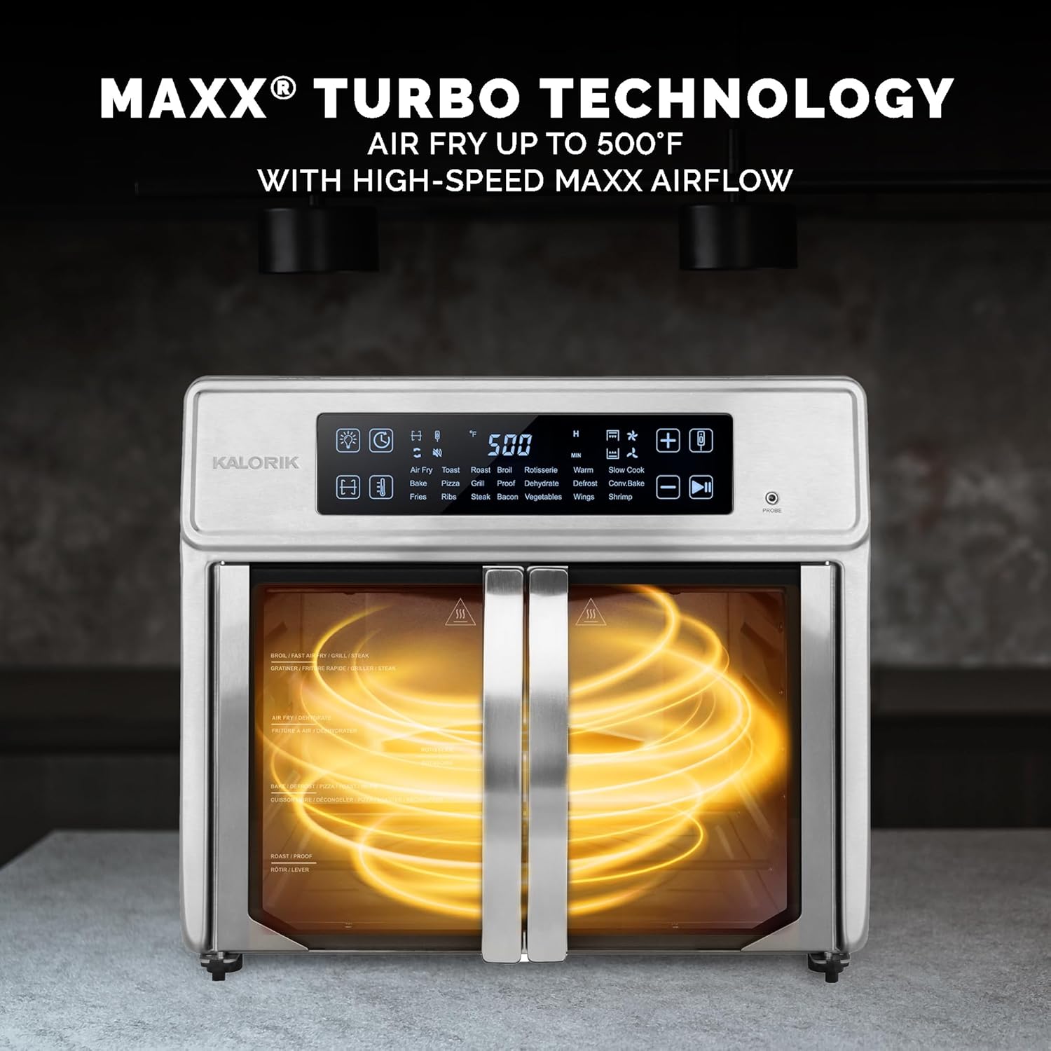 Kalorik Air Fryer Oven MAXX Advance Series 26-Quart with Digital Controls Easy-View Door and 21 Smart Cooking Presets, Includes Cooking Accessories with XXL Air Fry Basket, 1700-Watts, Stainless Steel 71vb5Snc8IL. SL1500