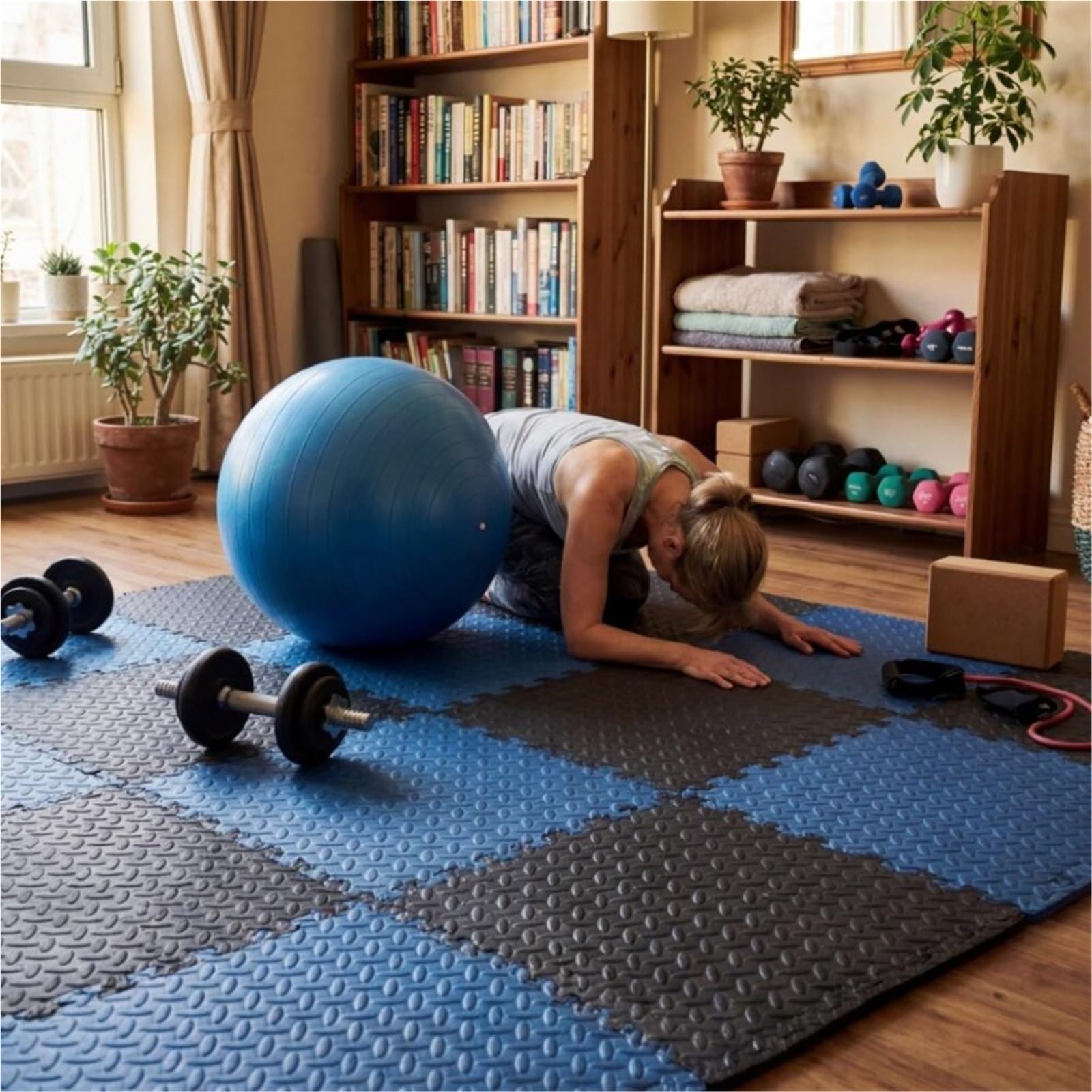Tappeto Da Fitness A Puzzle Tappetini puzzle EVA di grandi dimensioni 60x60 cm Piastrelle ad incastro da 6/12 pezzi for la protezione della palestra casa