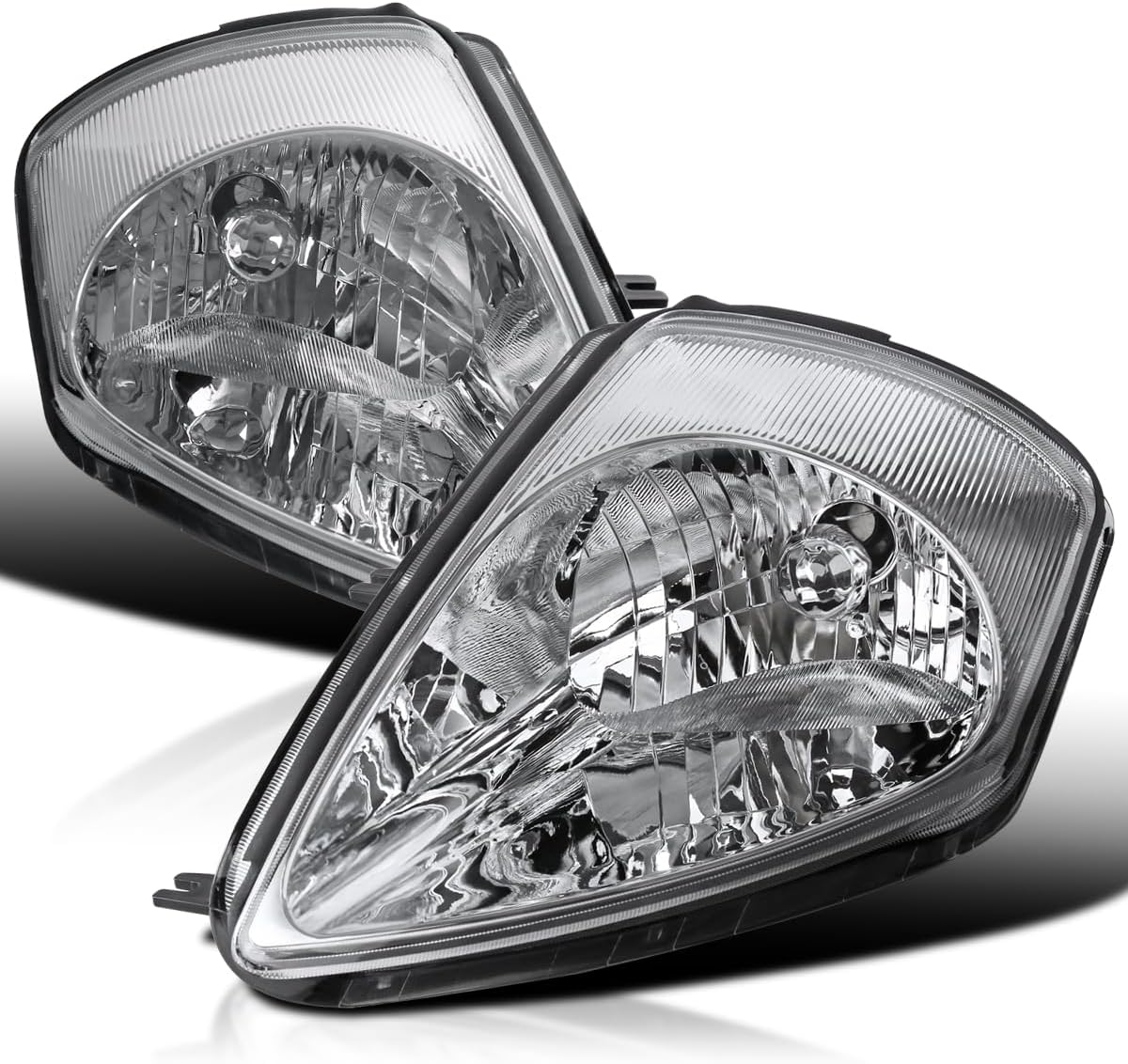 SPEC-D TUNING Jdm Chrome Clear Headlights Compatible with 2000-2005 Mitsubishi Eclipse L+R Pair Head Light Lamp Assembly