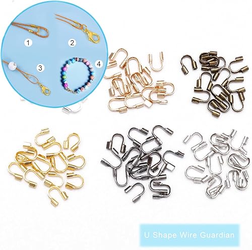 Miniatura 5 de 1400 piezas de tubos de latón para engarzar cuentas de alambre de guardianes de crimpado, puntas de cuentas, cubiertas de nudos para manualidades,