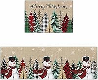 Vista 18 de Alfombras de cocina de Navidad, absorbentes, antideslizantes, para piso, muñeco de nieve, rojo y negro, a cuadros, alfombras y tapetes pequeños