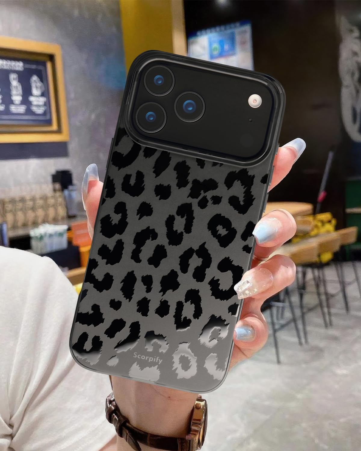 SCORPIFY for iPhone 17 Pro Case [Compatible with MagSafe] with Matte Black Leopard Cheetah Print Design, Cute Magnetic Phone Cover for Women Girls and Men, Slim Bumper with Stylish Pattern - Image 3