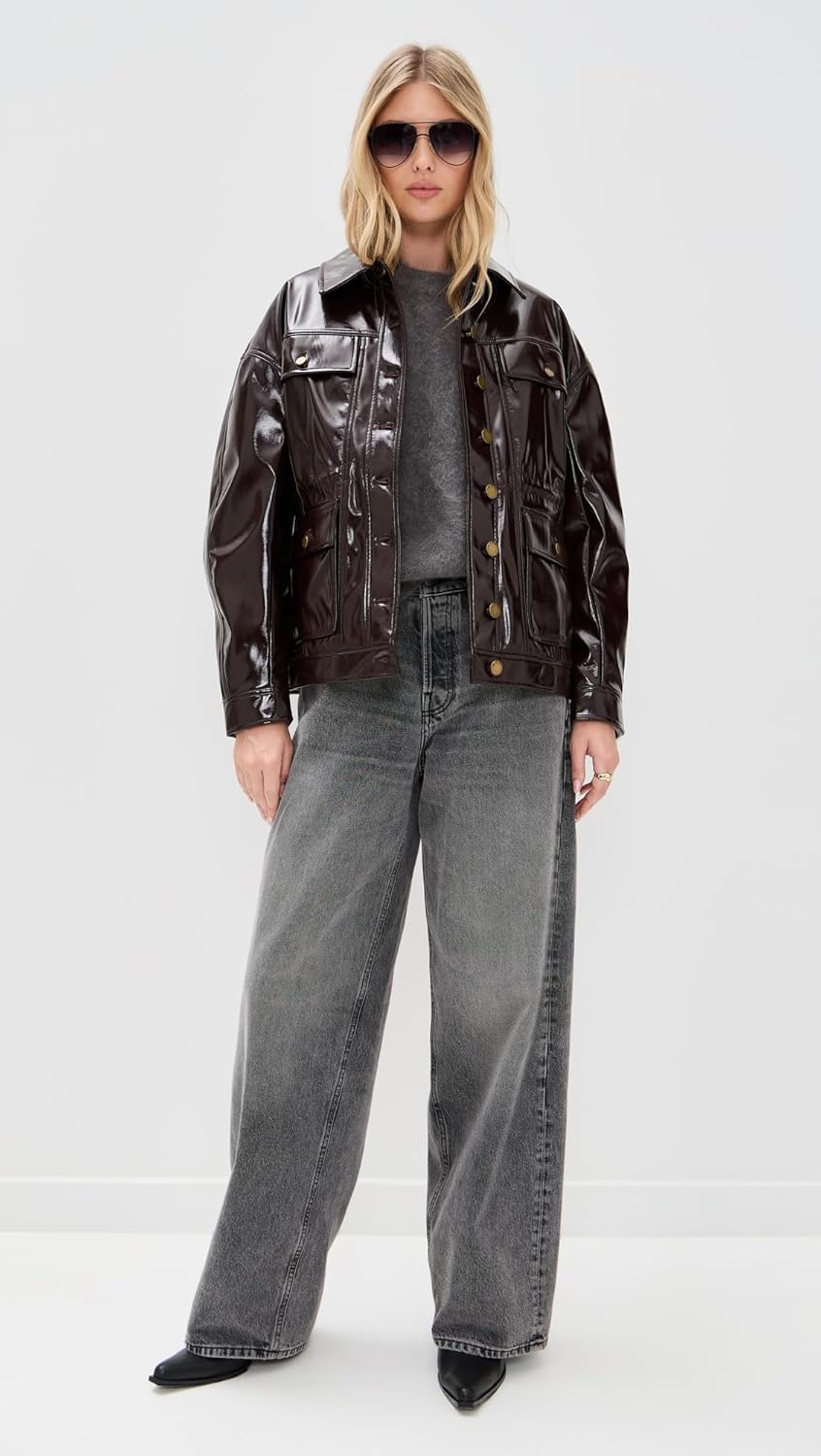 rag & bone Women's Amy Faux Patent Leather Jacket - Image 3