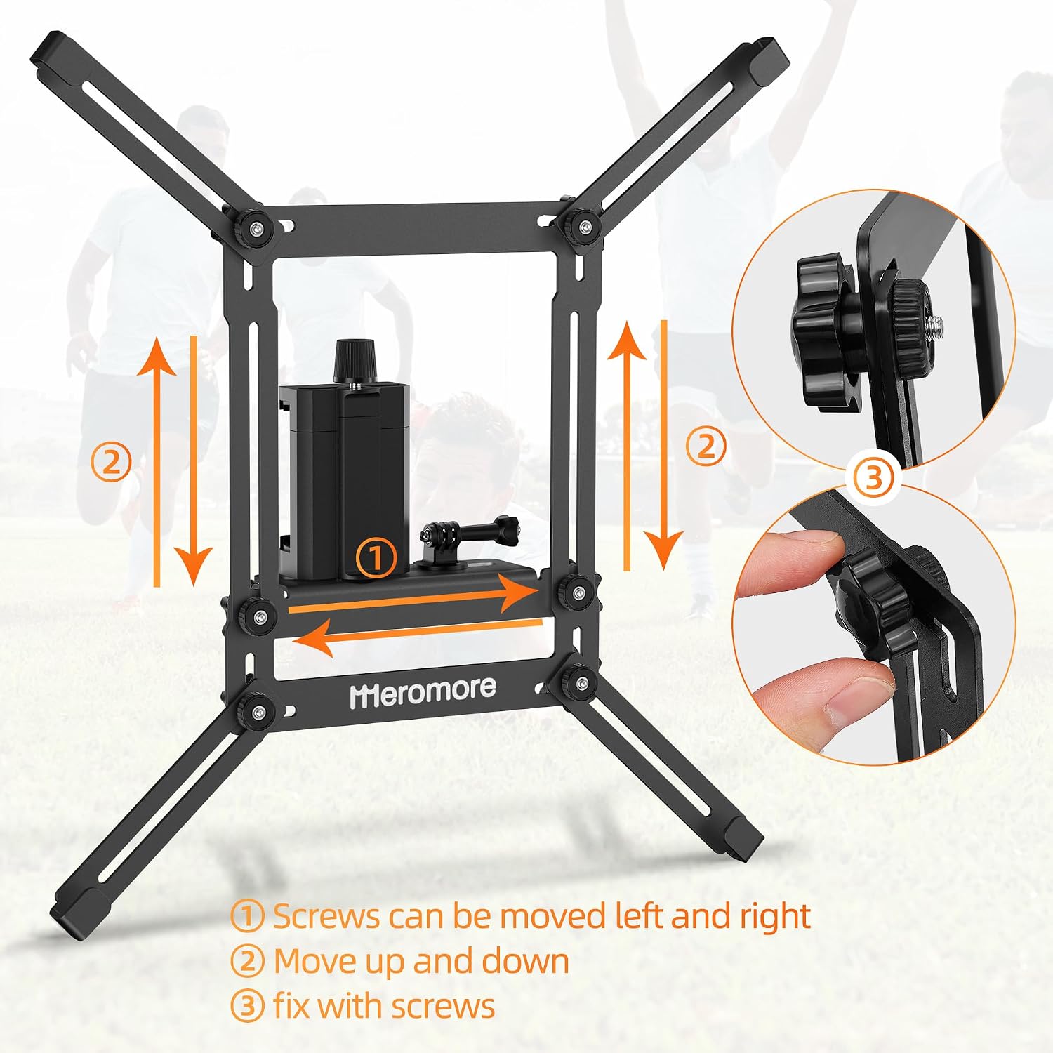 Black Fence Mount - Action Camera Aluminum Fence Mount Compatible with GoPro, Phones, Digital Camera, Ideal Backstop Camera Fence Clip for Recording Baseball, Softball, Football Games