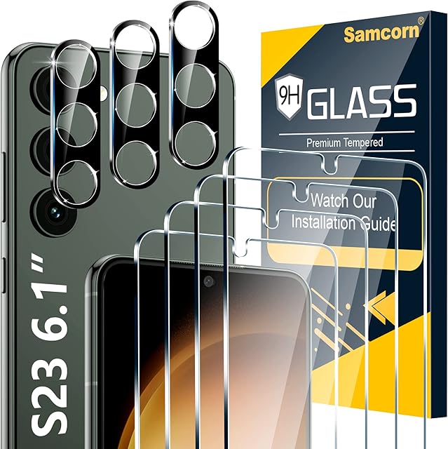 [3+3 Pack] for Samsung Galaxy S23 Screen Protector, 9H Tempered Glass, Ultrasonic Fingerprint Compatible, HD Clear Case Friendly for Samsung S23 Glass Screen Protector 5G