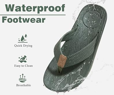 KuaiLu Mens Flip Flops Comfortable Arch Support Waterproof Thong Sandals