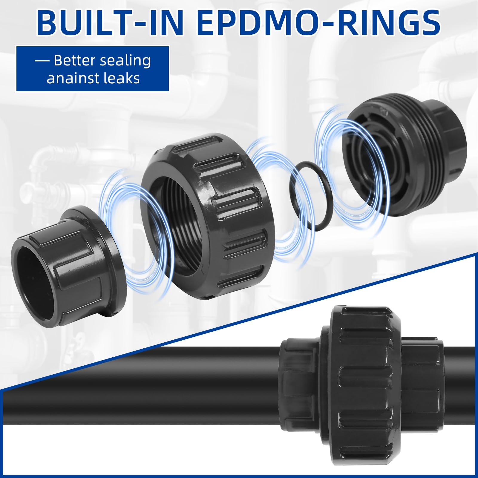 12 accesorios de tubería de acoplamiento de unión de PVC de 0.5 pulgadas (enchufe x enchufe), adaptador de acoplamiento de unión deslizante de 1/2 pulgada, junta tórica EPDM Schedule 80, gris