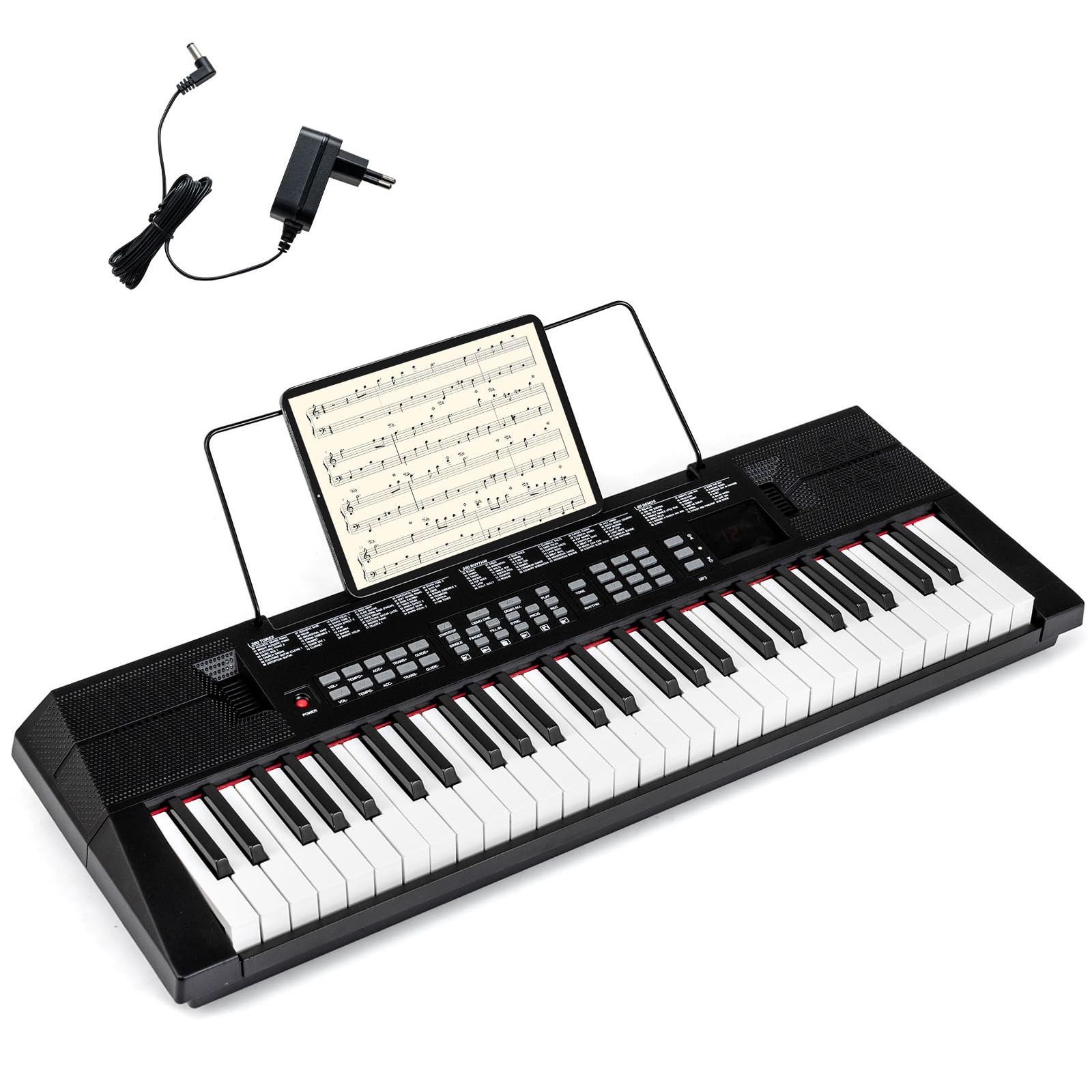 GOPLUS Teclado de Piano Electrónico de 54 Teclas, Piano Digital con 200 Ritmos y 200 Sonidos, 60 Demo, Atril, Kit de Teclado Electrónico para Principiantes, Instrumento Musical Didáctico