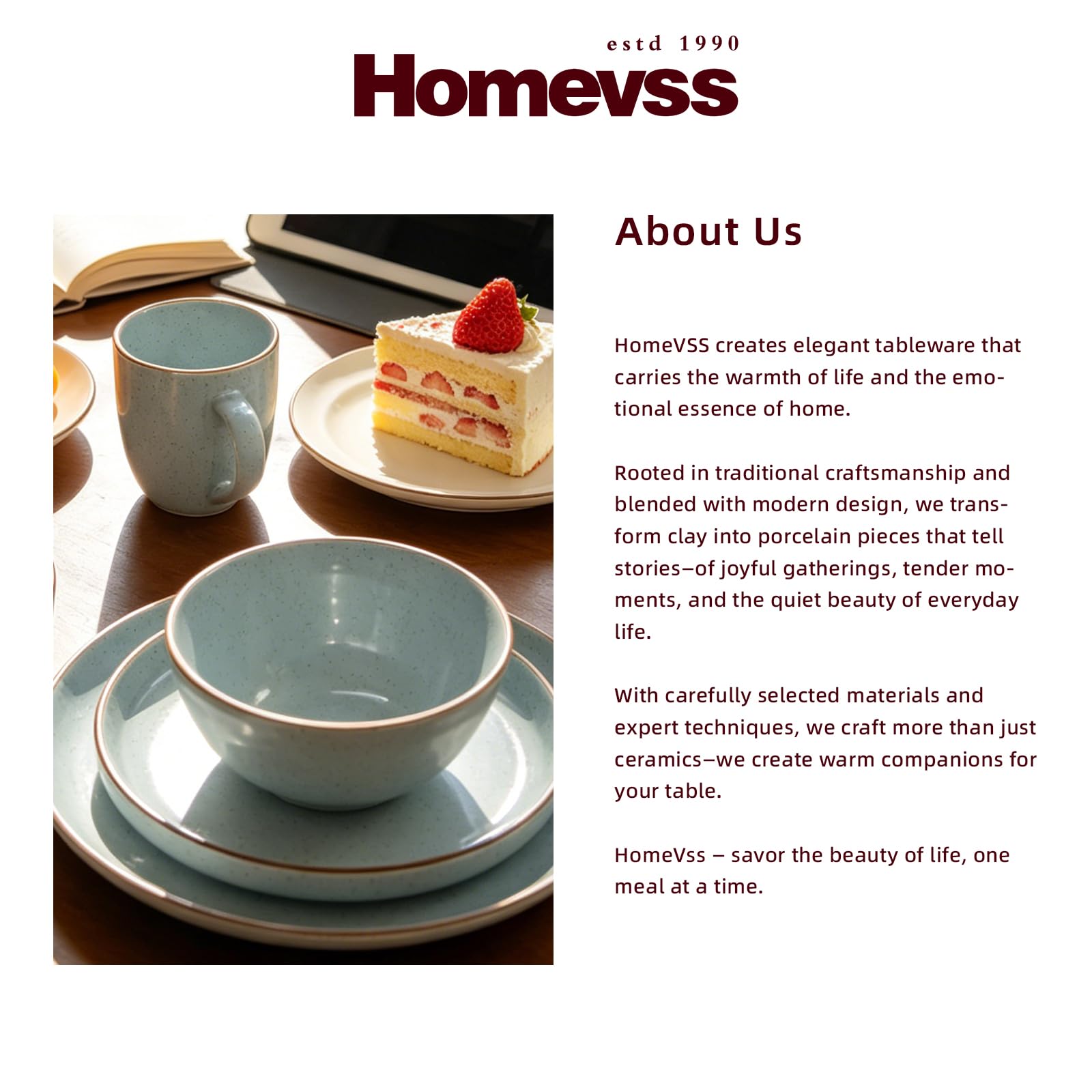 Juego de vajilla HomeVSS de 20 piezas - Para 4 personas, platos y cuencos azul claro brillante con efecto moteado, apto para microondas y lavavajillas.