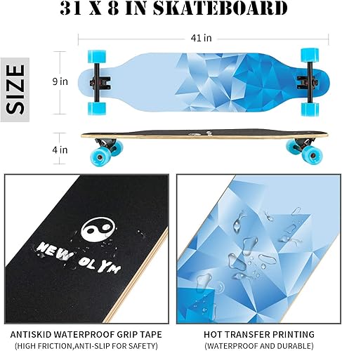 Miniatura 8 de Longboard - Patineta de 44 pulgadas, 8 capas de arce canadiense para jóvenes principiantes