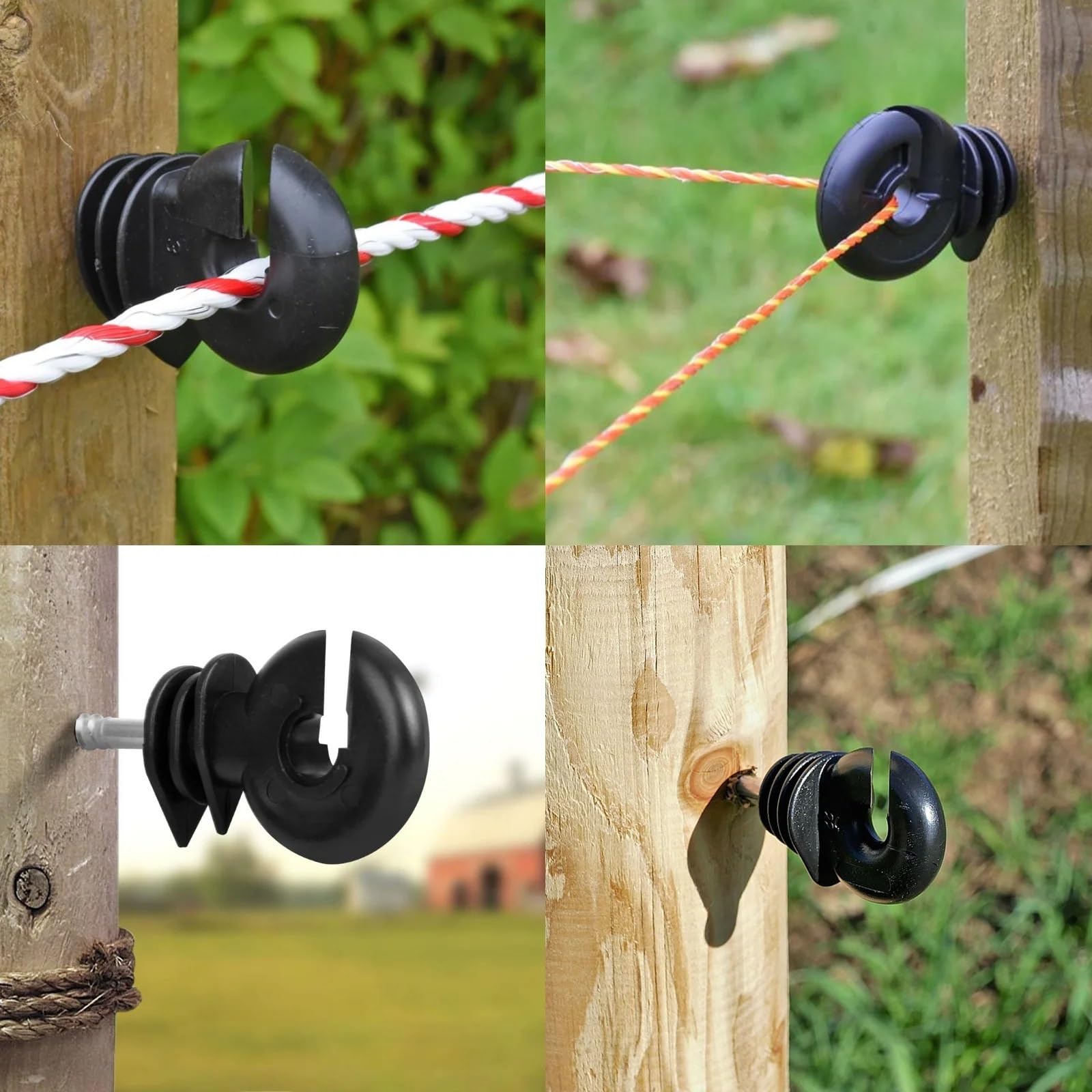 Aisladores de Cerca EléCtrica 100 piezas de aisladores electrónicos for cercas, postes cerca , aislantes anillo atornillables for madera y cría animales