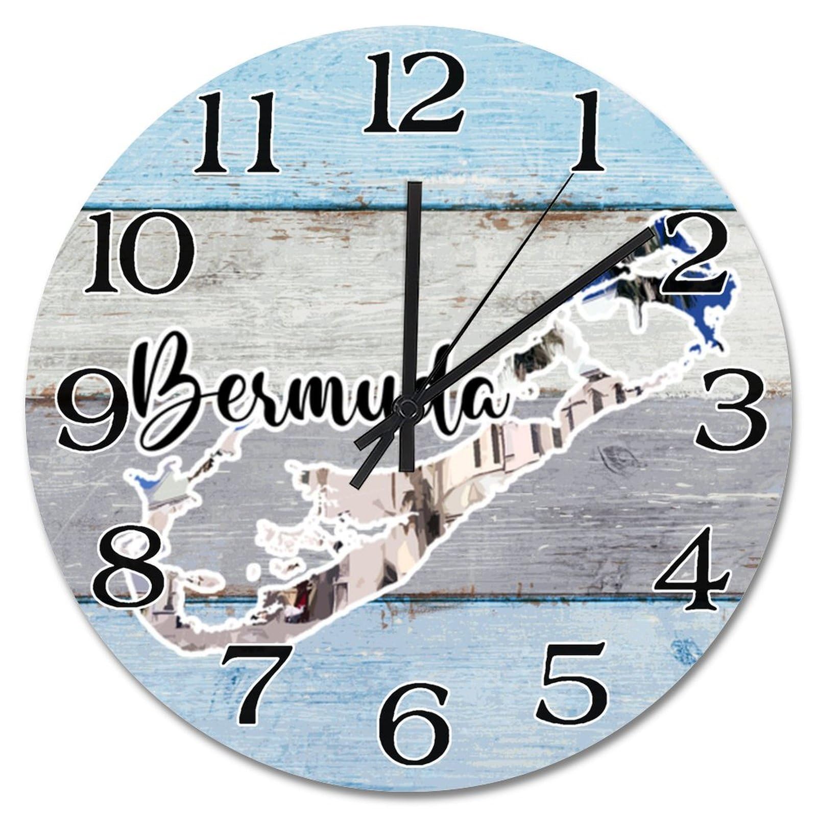 Horloge murale vintage carte des Bermudes à offrir pour une crémaillère