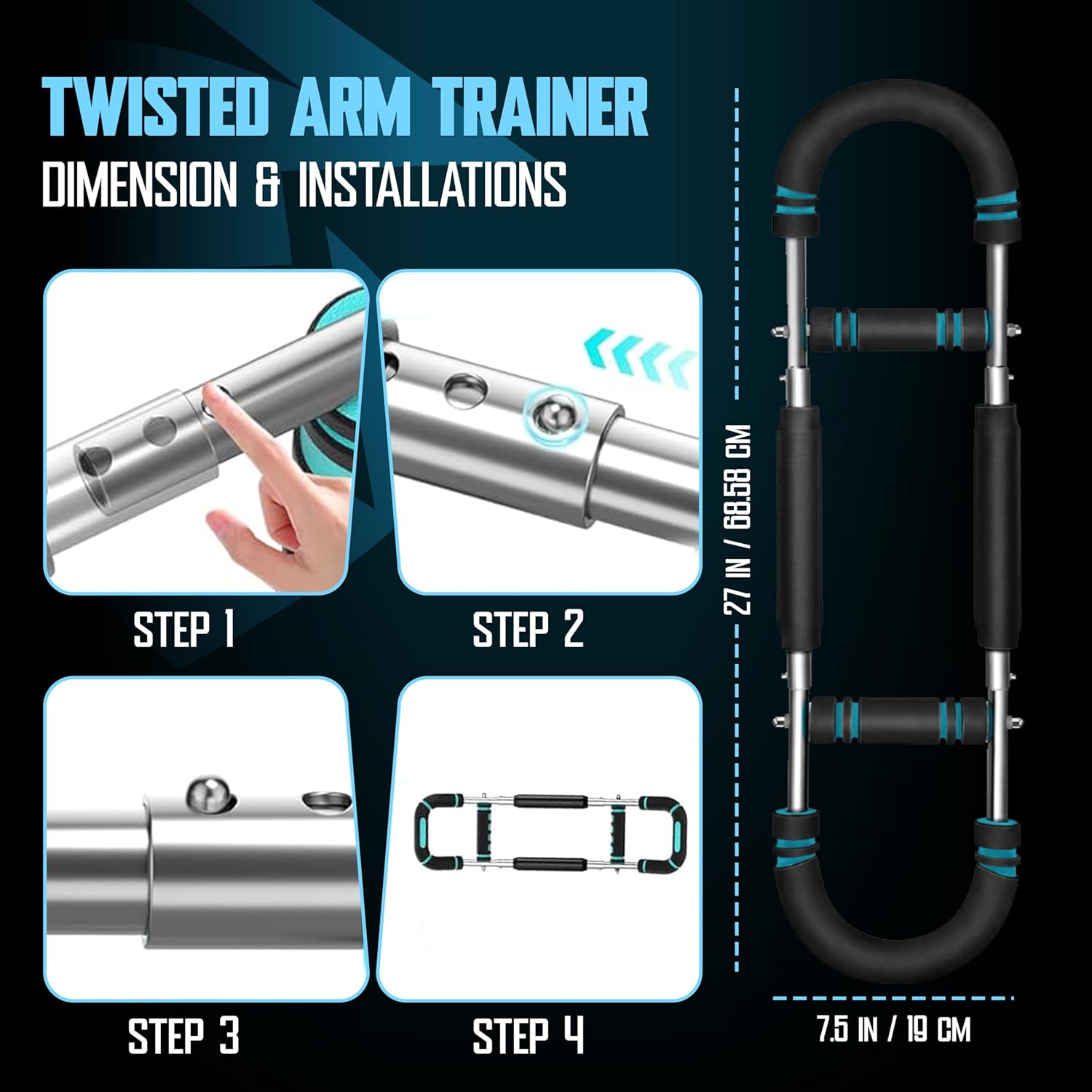Twister Arm Trainer, Adjustable Home Workout Equipment for Men & Women, Home Gym Chest Trainer, Muscle Builder & Strength Training for Arms, with 2 Springer, Finger Stretcher, Gloves