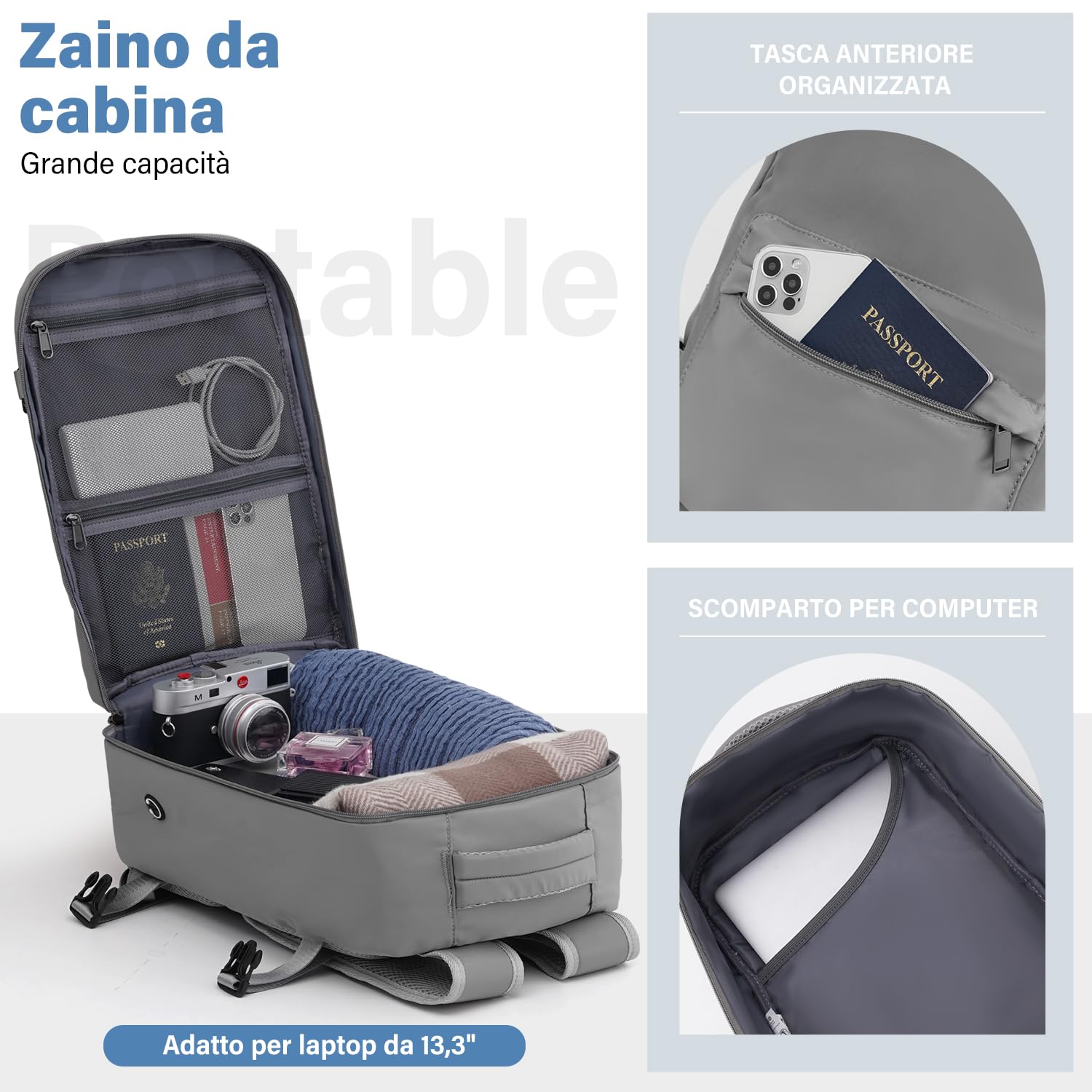 COOLIFE Zaino Cabina 40x30x20 Ryanair EasyJet Eurowings Laptopfach