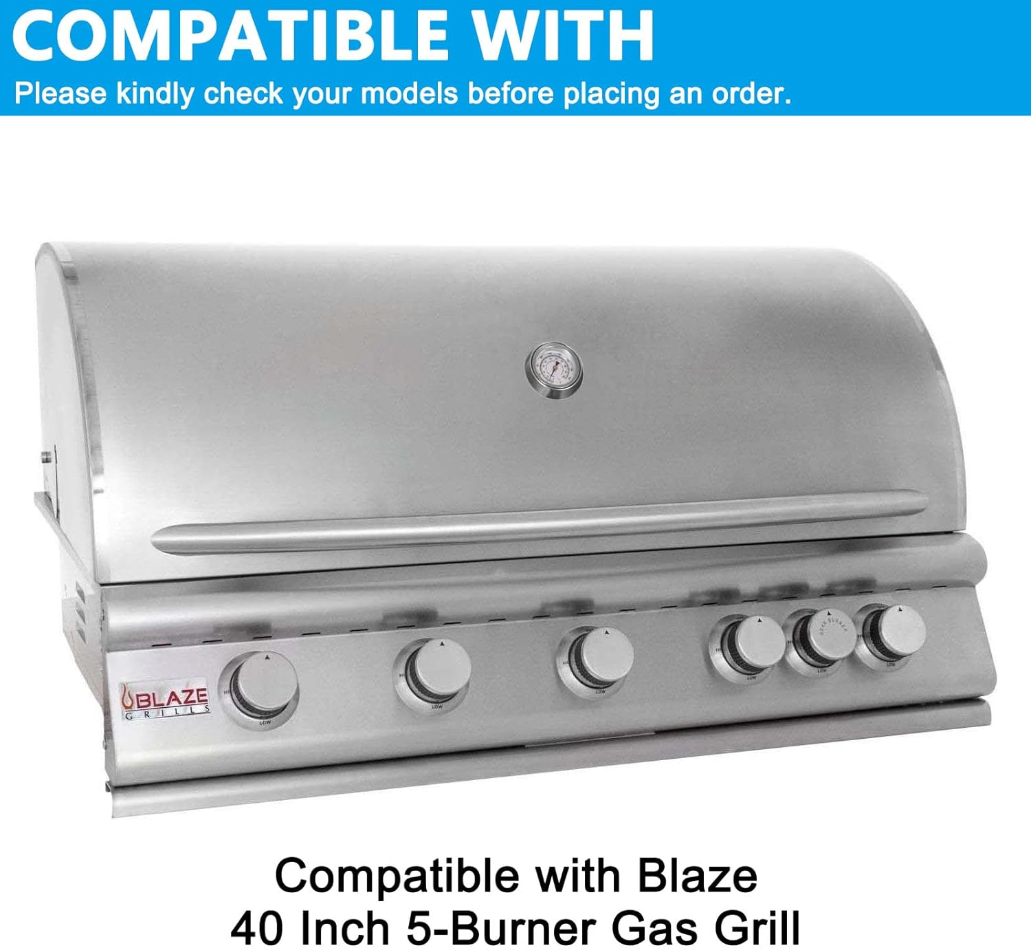 Built-in Grill Cover for Blaze 40" 5-Burner Gas Grills, Grill Top Cover for Other 40" Built-in Gas Grills, Heavy Duty 600D Waterproof Cover with Handle for Outdoor Kitchen