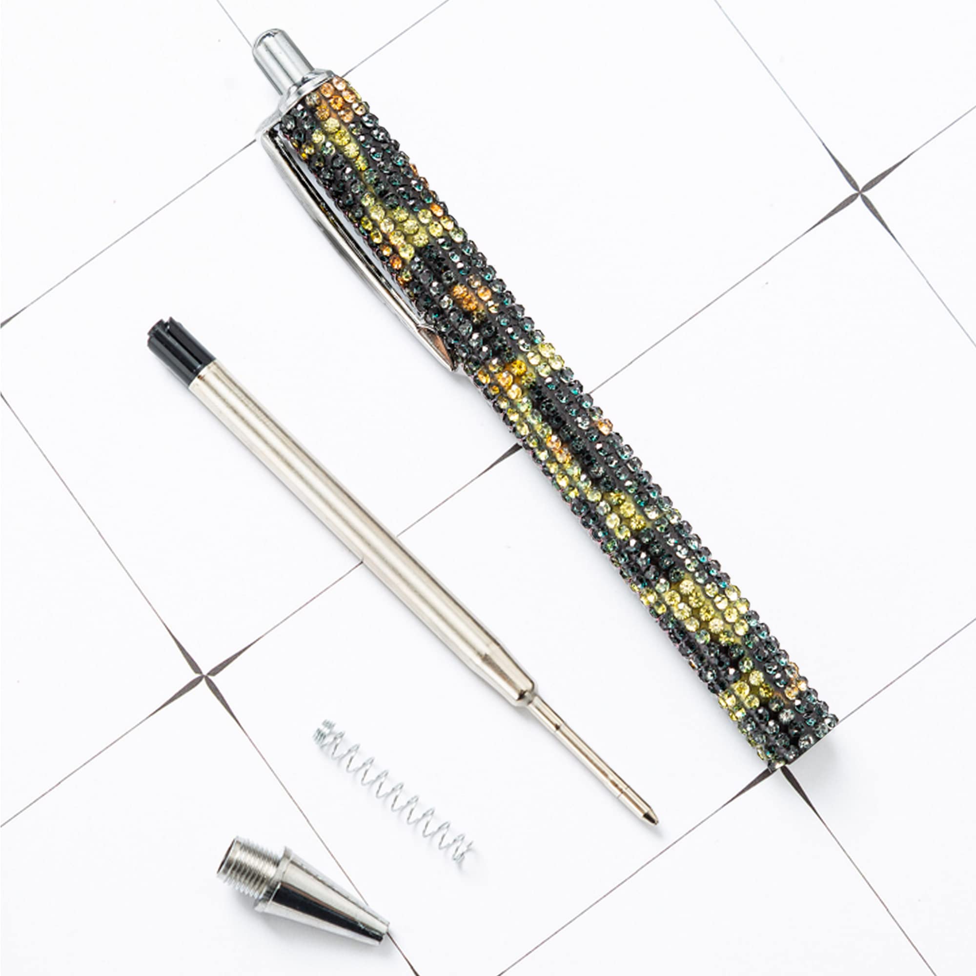 Toymytoy Set Di 3 Penne A Sfera In Metallo Con Diamante – A Scatto, Eleganti Per Scuola E Ufficio, Colore Oro