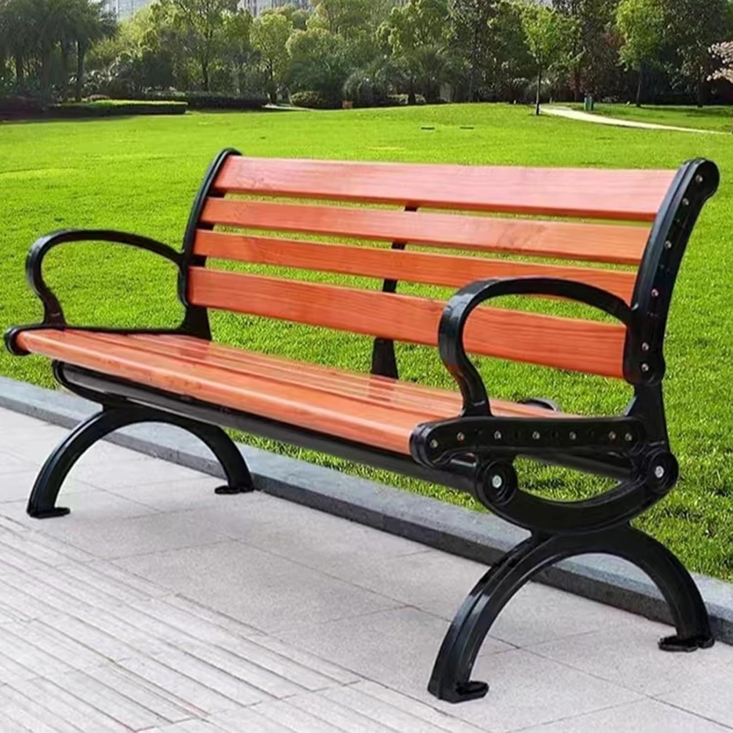 Garden Bench, Loveseat Chair for Outside, Metal Bench Outdoor, Metal Benches with Back, Outdoor Furniture Seating