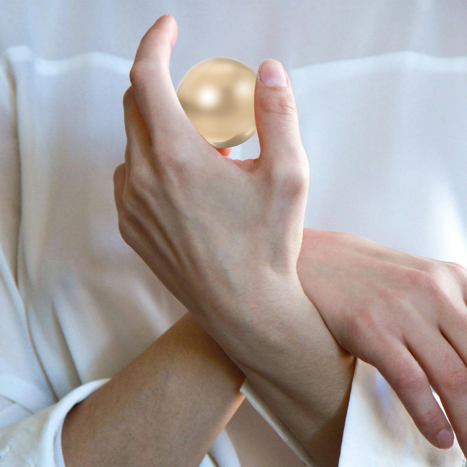 2 Stück Glatte Massagebälle aus Messing, Goldene Handbälle | Massivkugeln für Bewegungstraining, Tragbar, Baoding Kugeln, für Zwei Hände