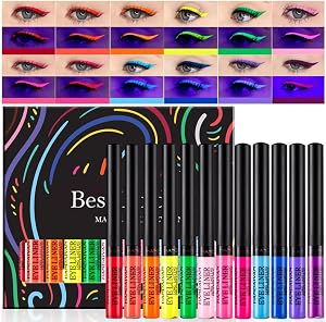 12 Colors Matte Liquid Eyeliner Set Glow Rainbow Colorful Neon Eyeliner Pencil Pigmented Waterproof Smudgeproof Long Lasting Gel Eye Liner Eye Makeup Gift Kit for Women (Set C)