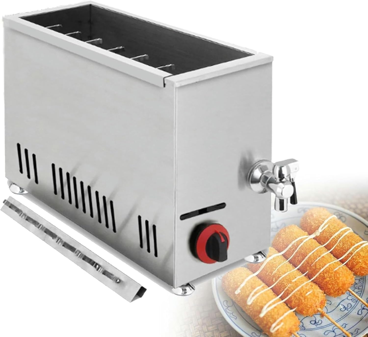 Commercial Fryer for Corn Dogs, Sausage Fryer and Cheese, Adjustable Temperature, Suitable for Coffee Shops and Bakeries ~/