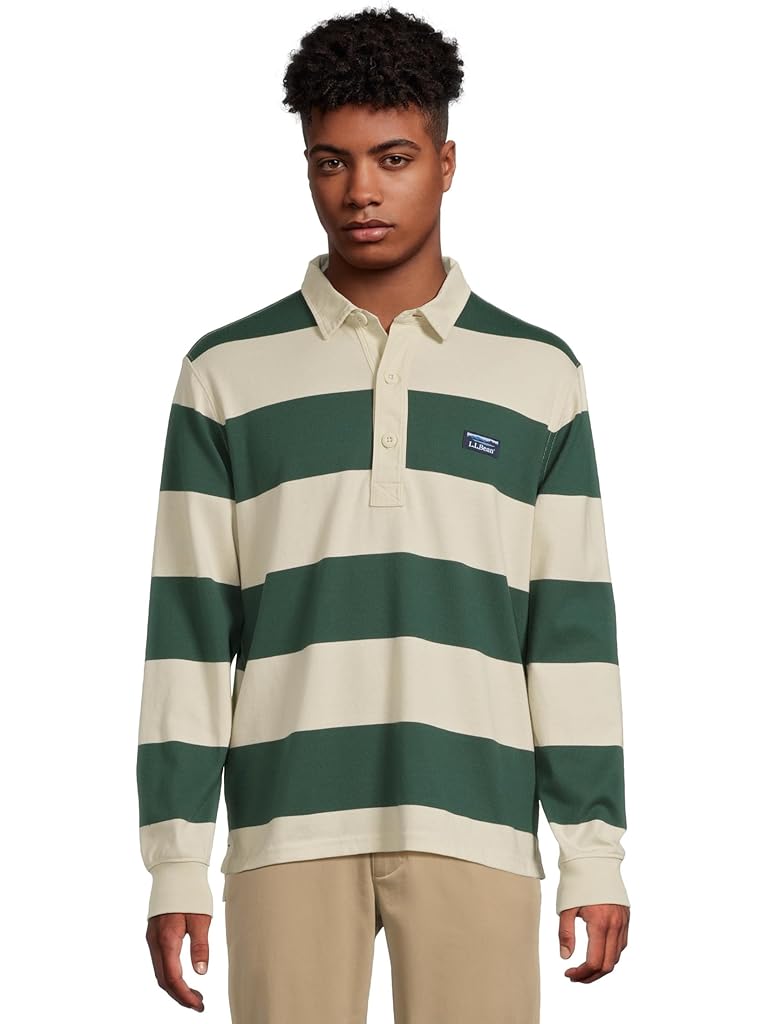 White L.L.Bean Bean's Vintage Soft Rugby Stripe