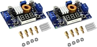 DEVMO 2PCS XL4015 5A DC Buck Step-Down Adjustable Voltage Power Module Converter with LED Voltmeter