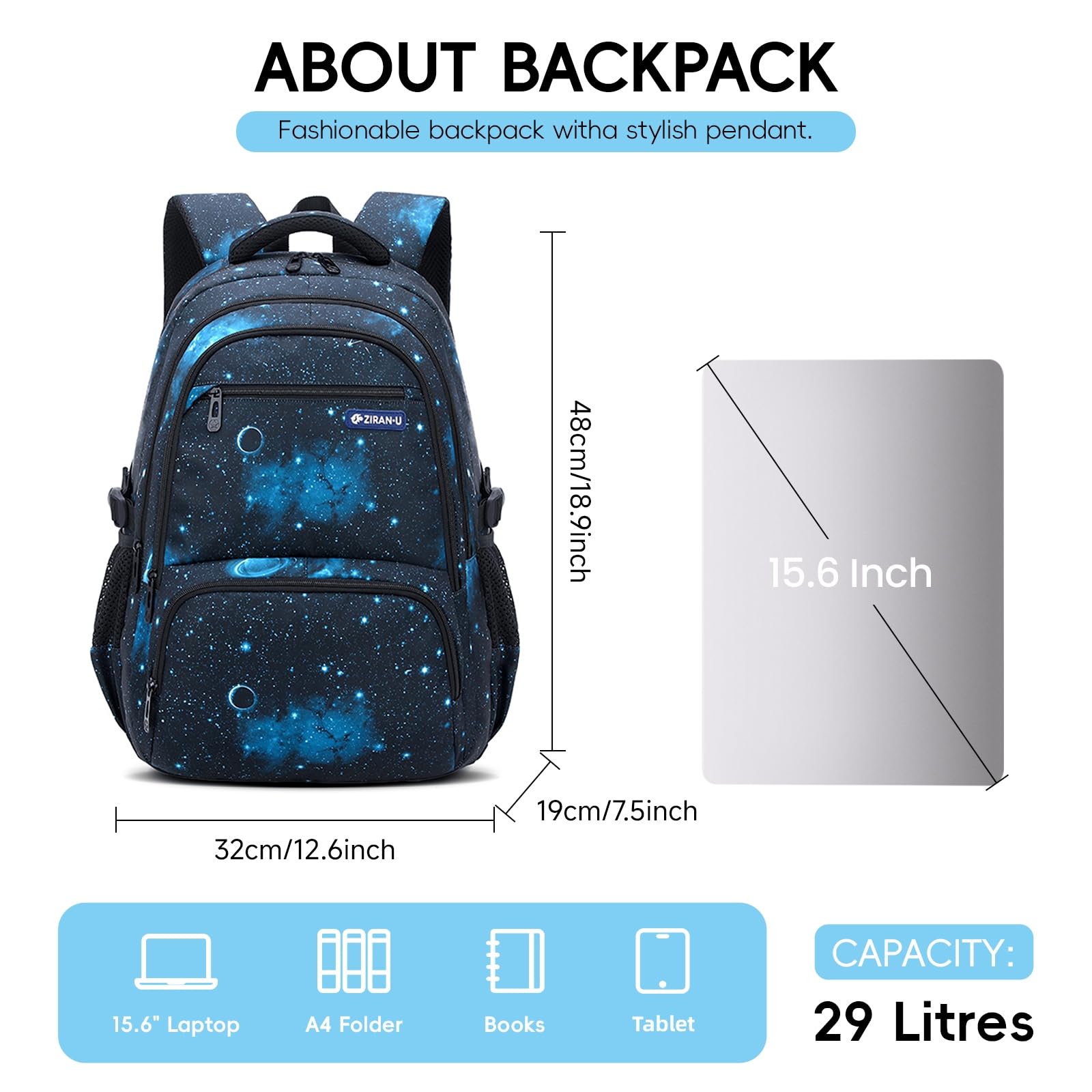 Amythe Zaino per Ragazzi Zaino Scuola Elementare e Media, Zaini Impermeabile dal Design Ergonomico, Zainetto Casual Bambini Buono per La Scuola e i Viaggi