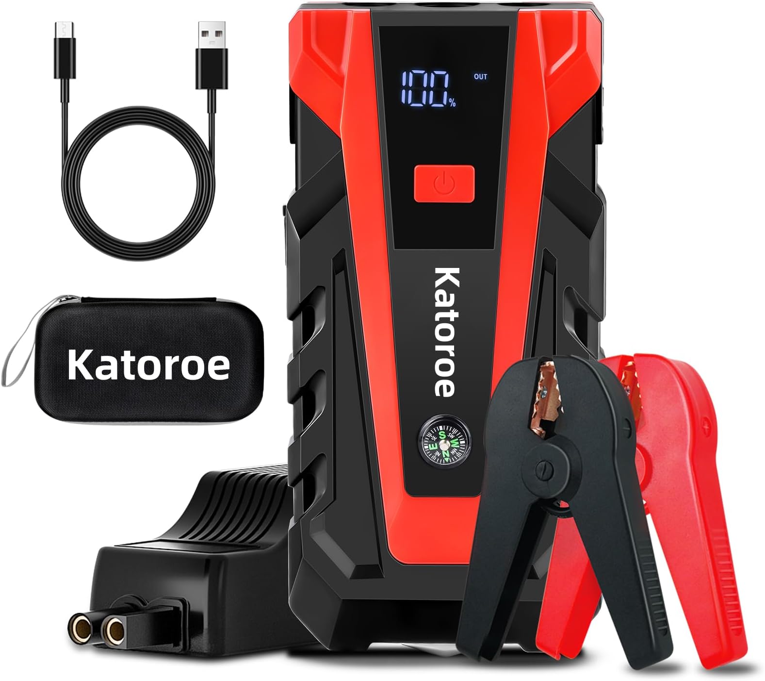 Portable Jump Starter, 4000A Car Battery Jump Starter Battery Pack (10.0L Gas/8.0L Diesel), 12V Jump Box Car Jumper Starter Power Pack with 70 Starts, 3 Mode Flashlight, Compass, Power Bank